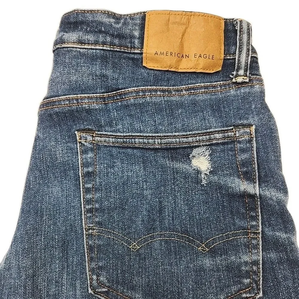 American Eagle Jeans Men Sz 33x32 Move Free Athletic Airflex+ Distress Distroyed